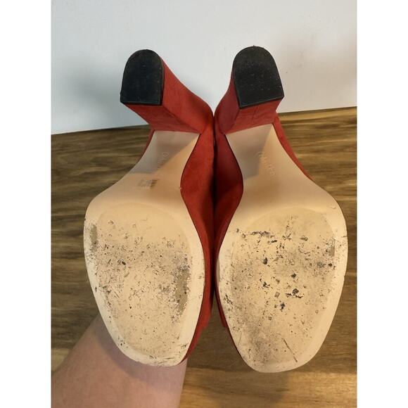Calvin Klein Red Suede Open Toe Block Heel Mules Women’s Size 8 -shoes - Picture 11 of 13